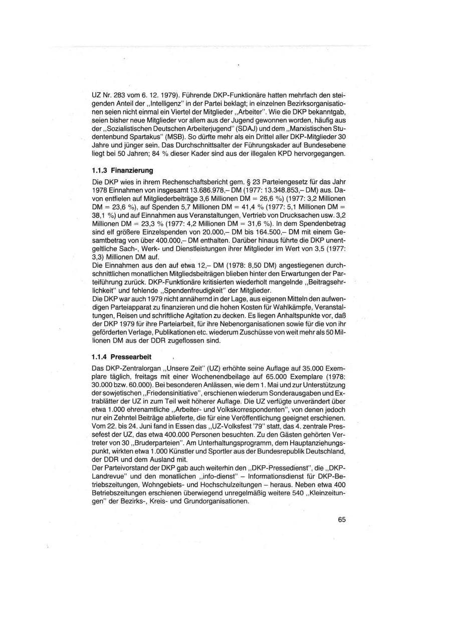 Seite 65 des Verfassungsschutzbericht 1979 Bund