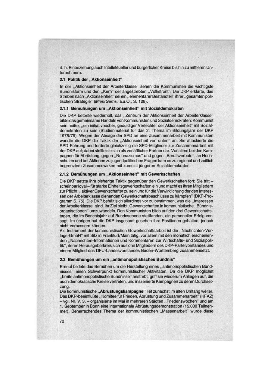 Seite 72 des Verfassungsschutzbericht 1979 Bund