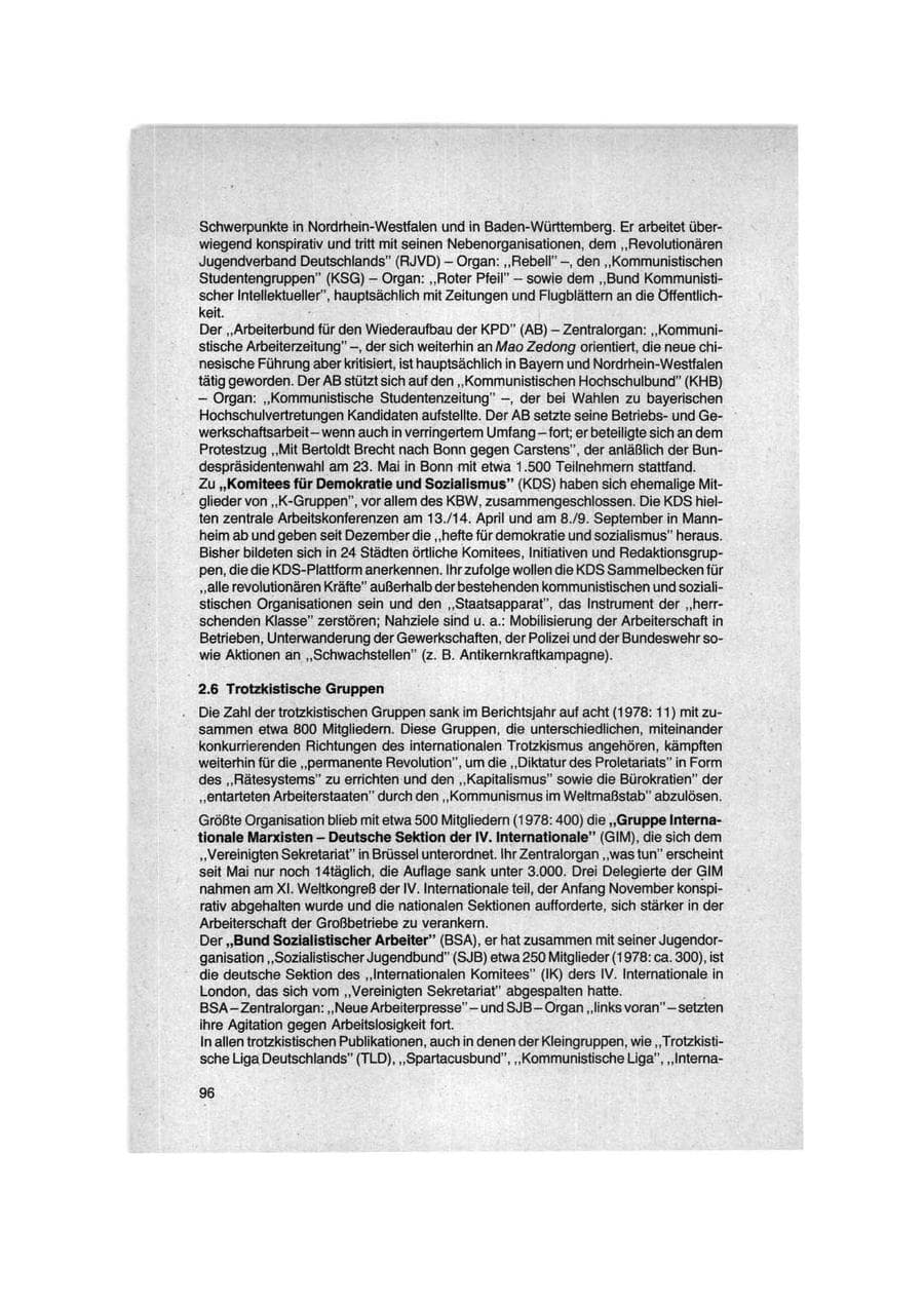 Seite 96 des Verfassungsschutzbericht 1979 Bund