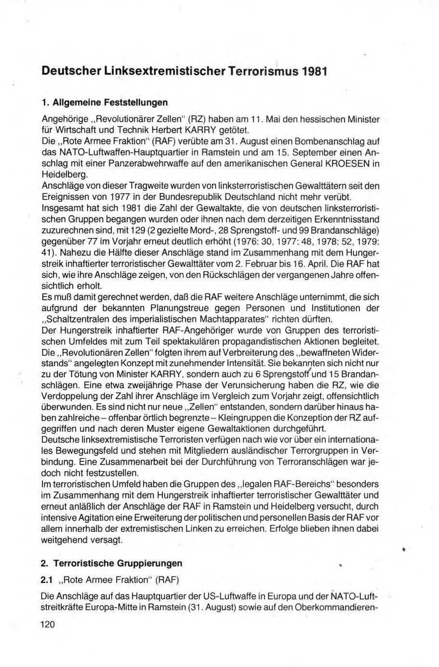 Seite 120 des Verfassungsschutzbericht 1981 Bund