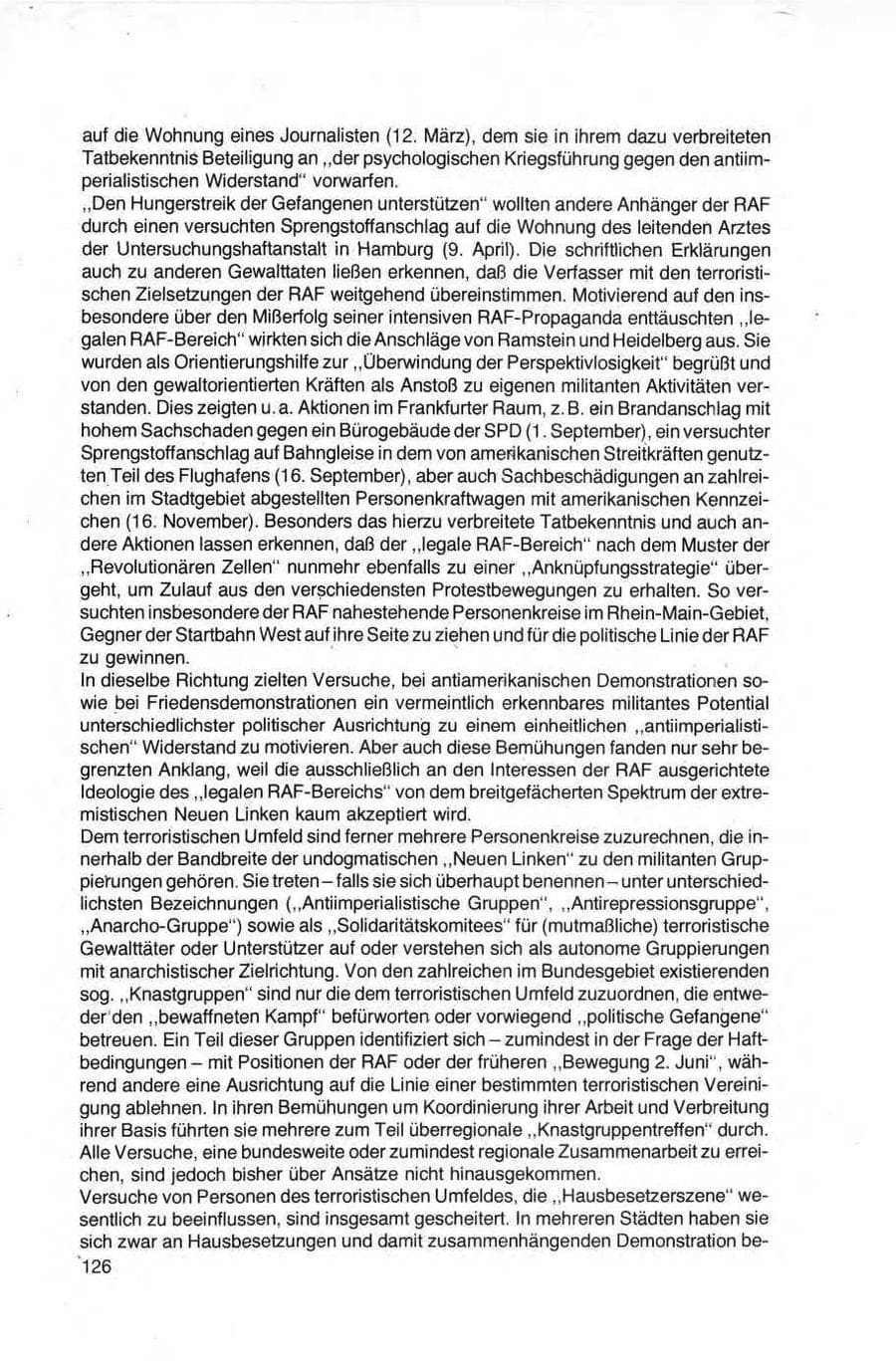 Seite 126 des Verfassungsschutzbericht 1981 Bund