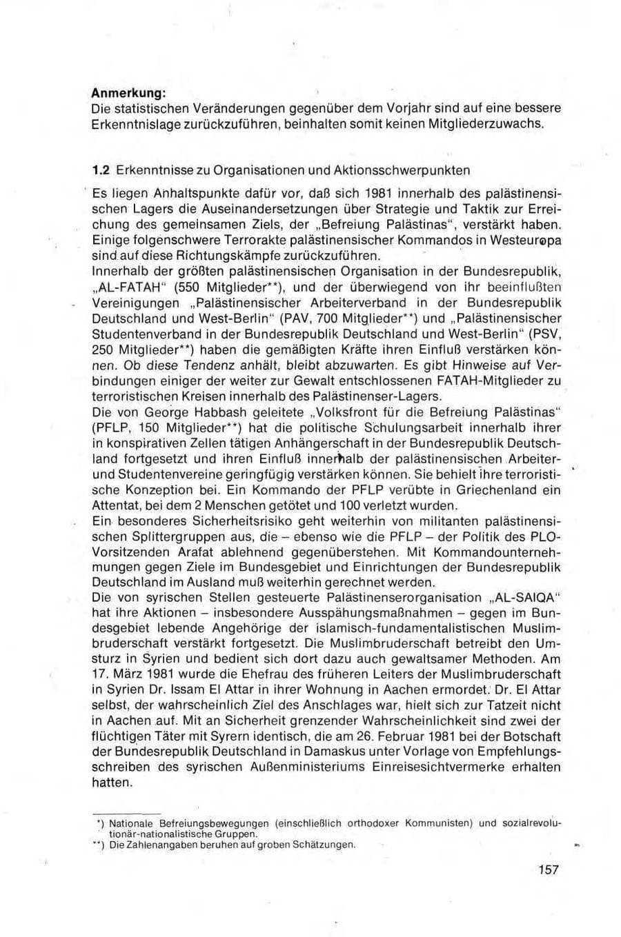 Seite 157 des Verfassungsschutzbericht 1981 Bund