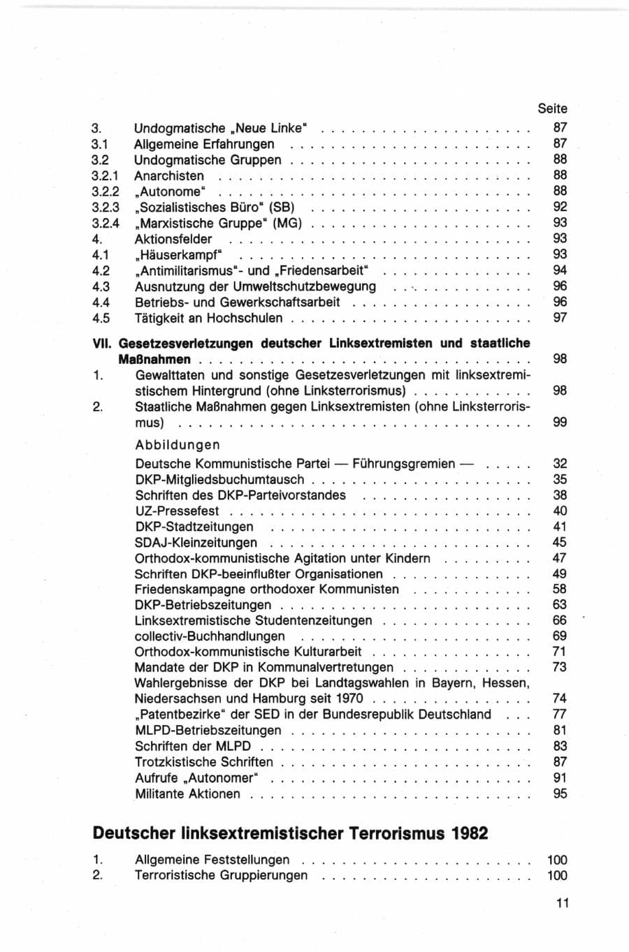 Seite 11 des Verfassungsschutzbericht 1982 Bund