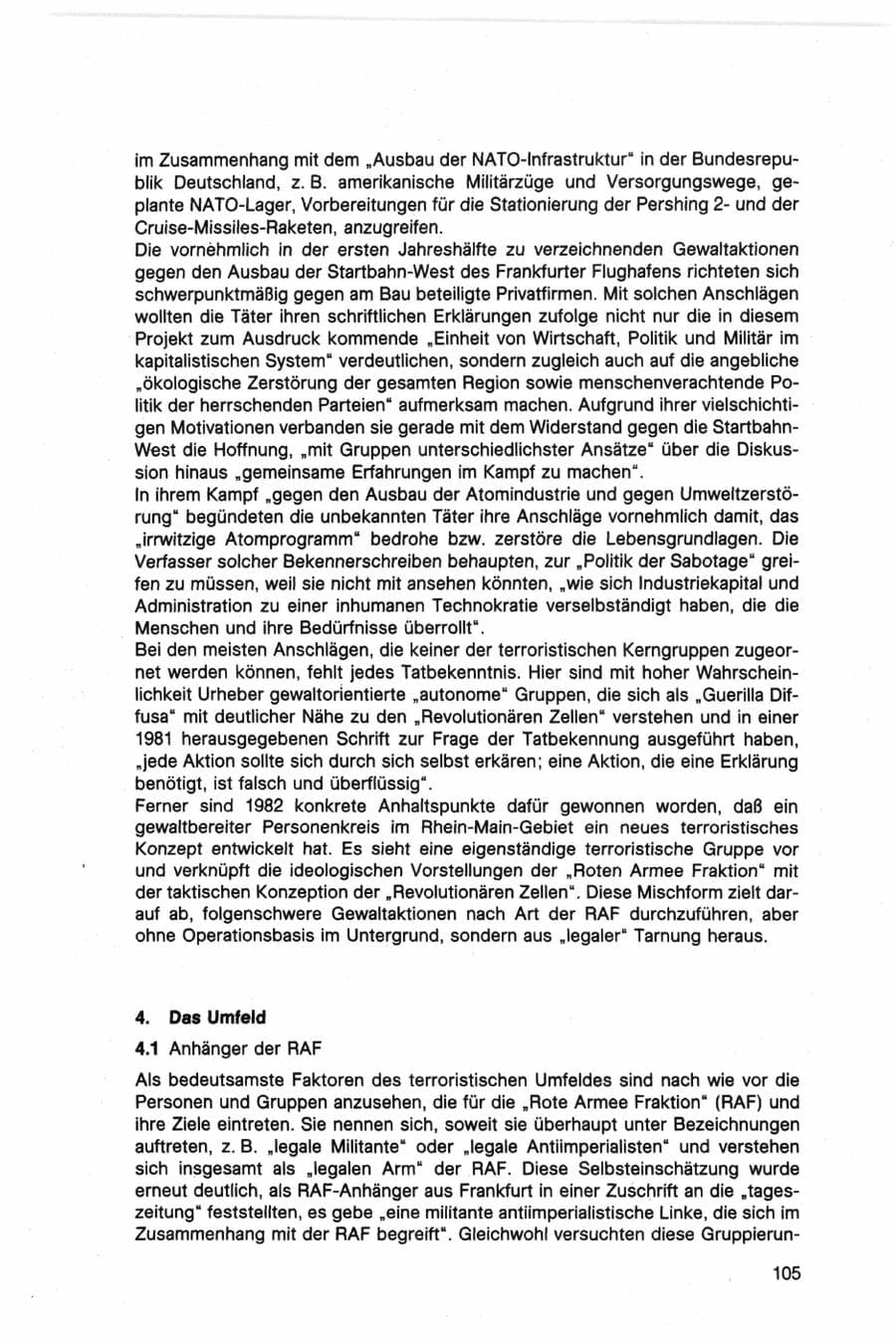 Seite 105 des Verfassungsschutzbericht 1982 Bund