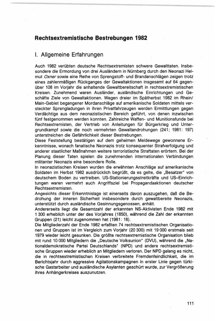 Seite 111 des Verfassungsschutzbericht 1982 Bund
