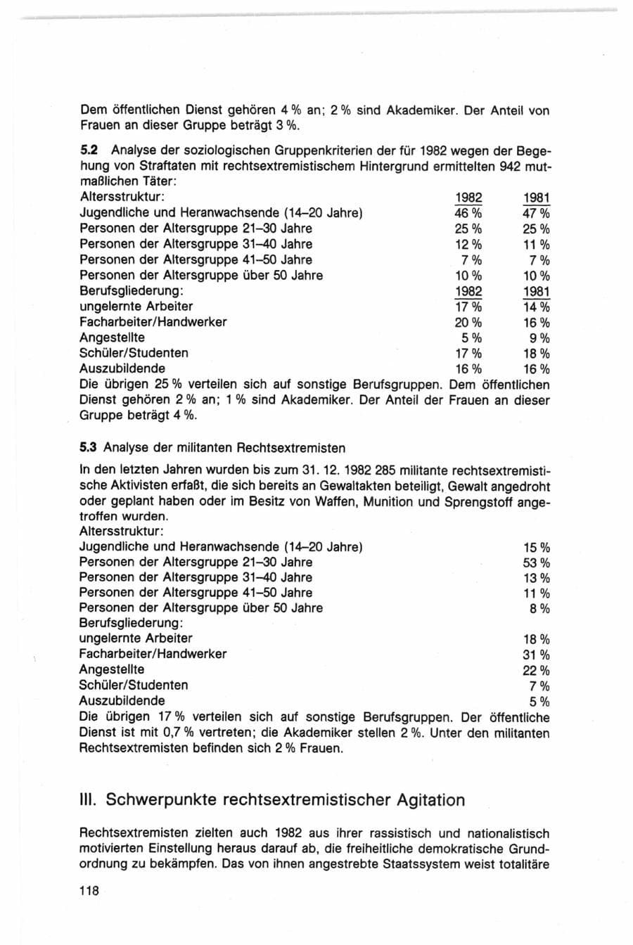 Seite 118 des Verfassungsschutzbericht 1982 Bund