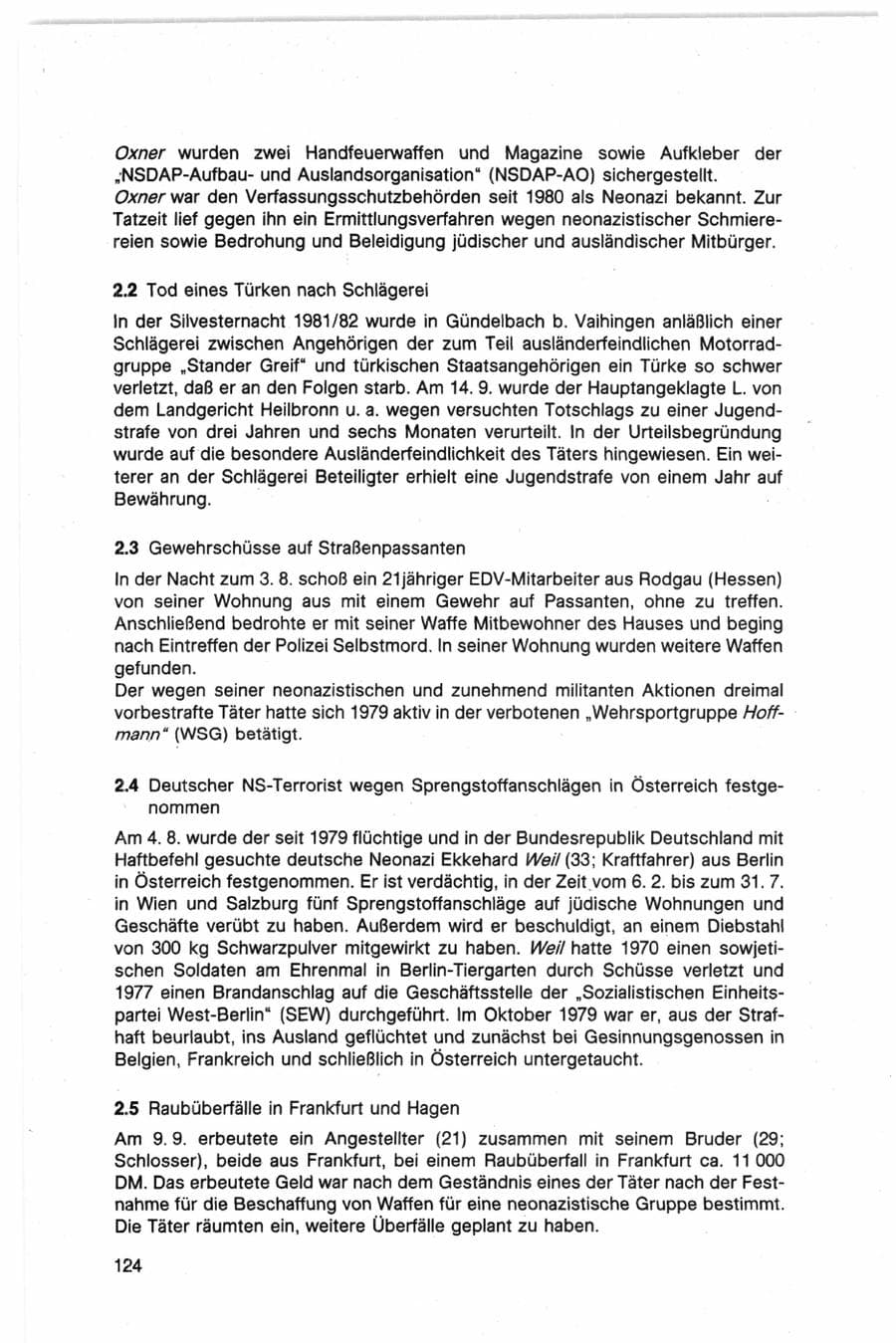 Seite 124 des Verfassungsschutzbericht 1982 Bund