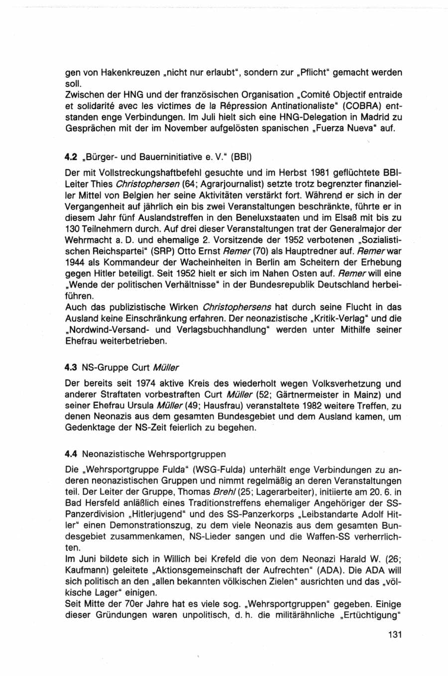 Seite 131 des Verfassungsschutzbericht 1982 Bund