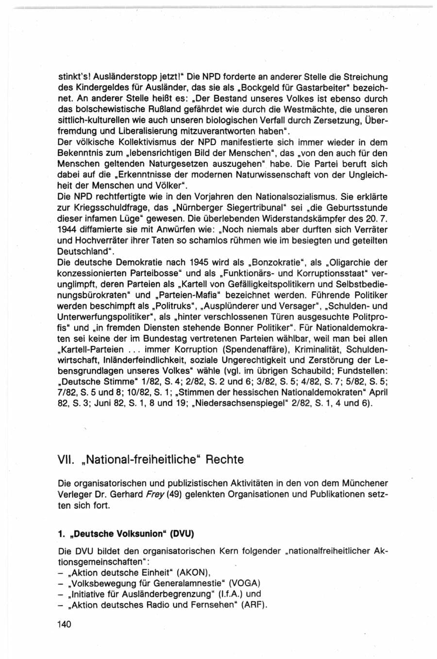Seite 140 des Verfassungsschutzbericht 1982 Bund