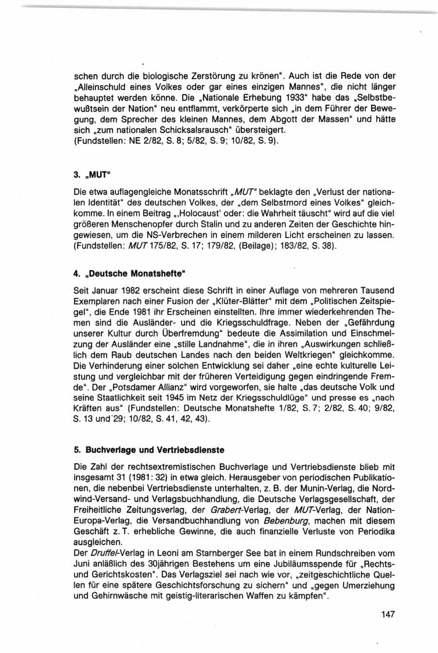 Seite 147 des Verfassungsschutzbericht 1982 Bund