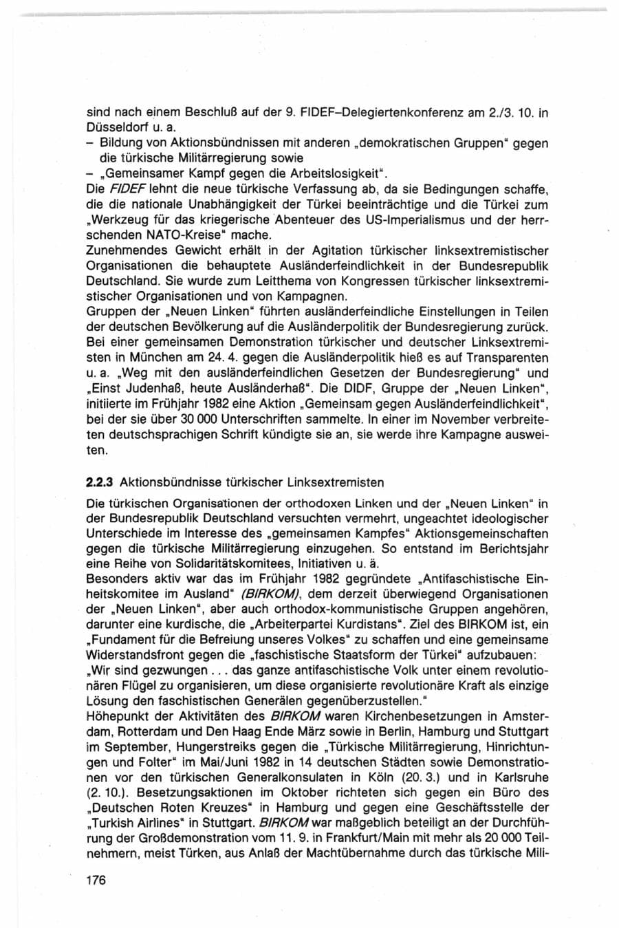 Seite 176 des Verfassungsschutzbericht 1982 Bund