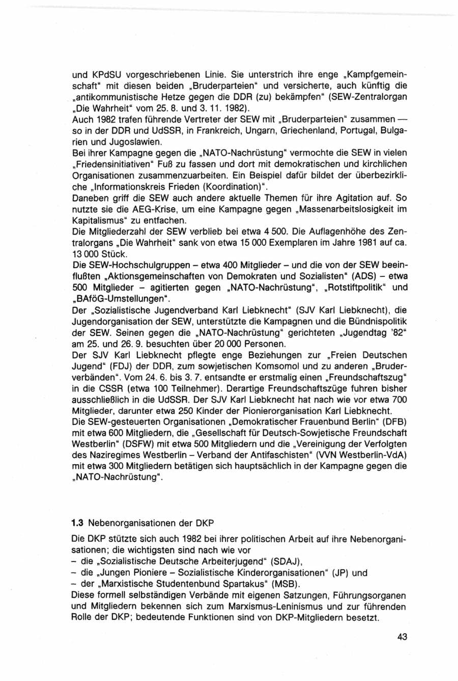 Seite 43 des Verfassungsschutzbericht 1982 Bund