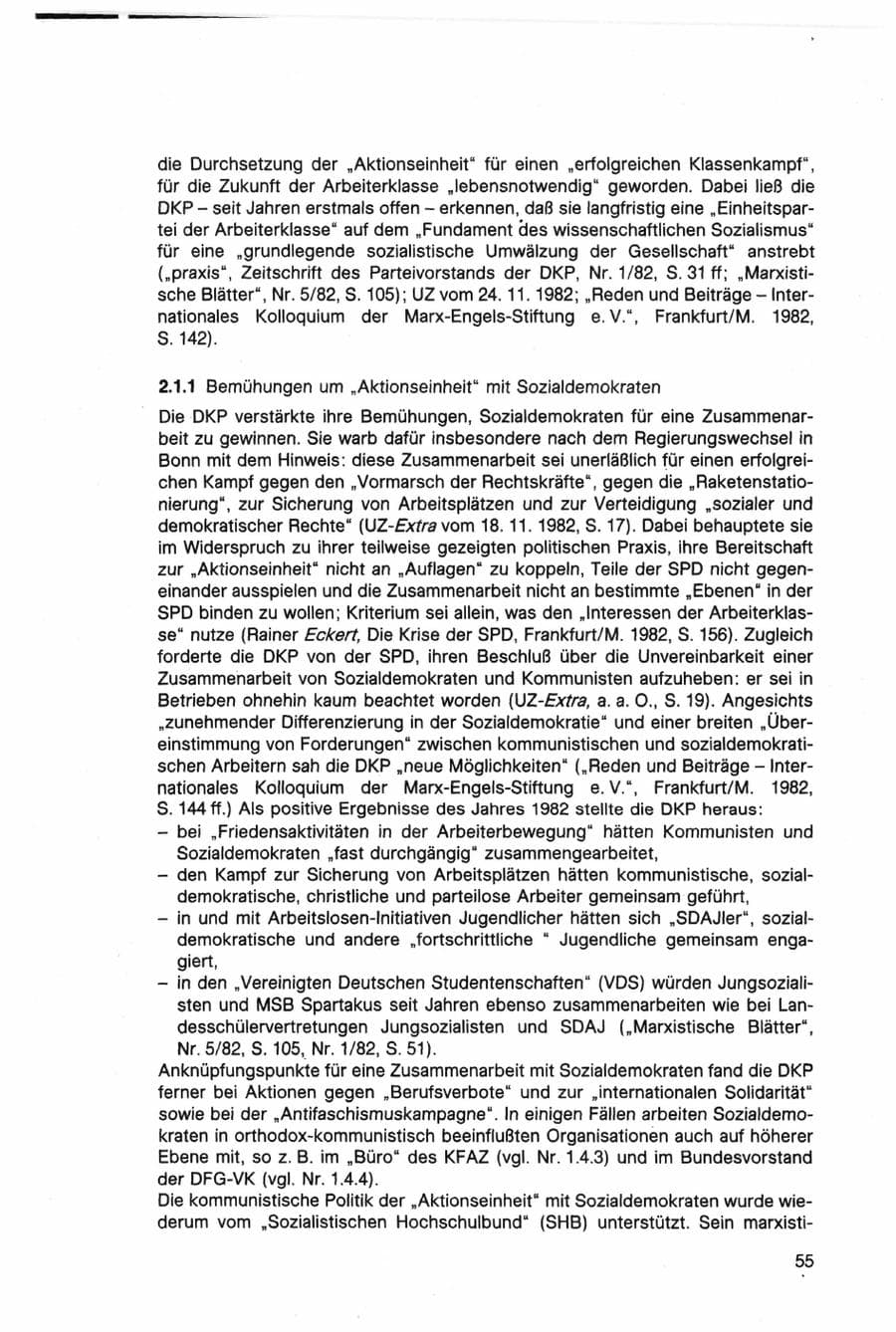 Seite 55 des Verfassungsschutzbericht 1982 Bund