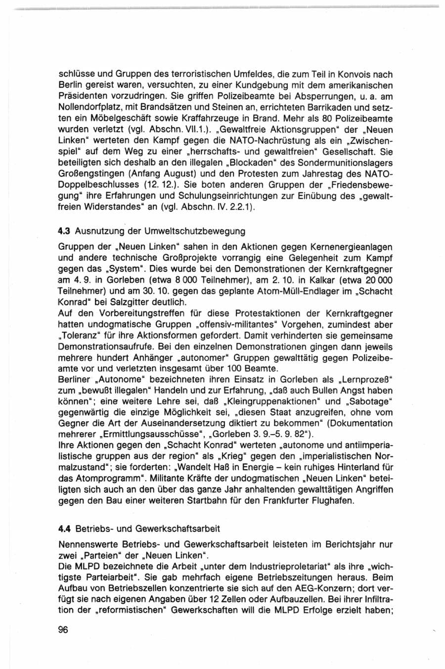 Seite 96 des Verfassungsschutzbericht 1982 Bund