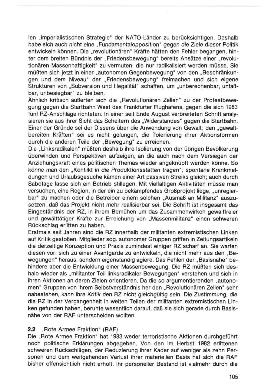 Seite 110 des Verfassungsschutzbericht 1983 Bund