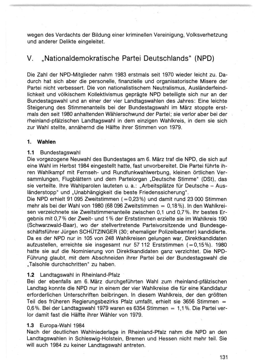 Seite 134 des Verfassungsschutzbericht 1983 Bund