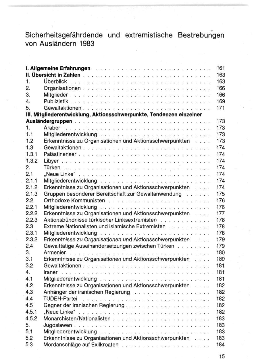 Seite 15 des Verfassungsschutzbericht 1983 Bund