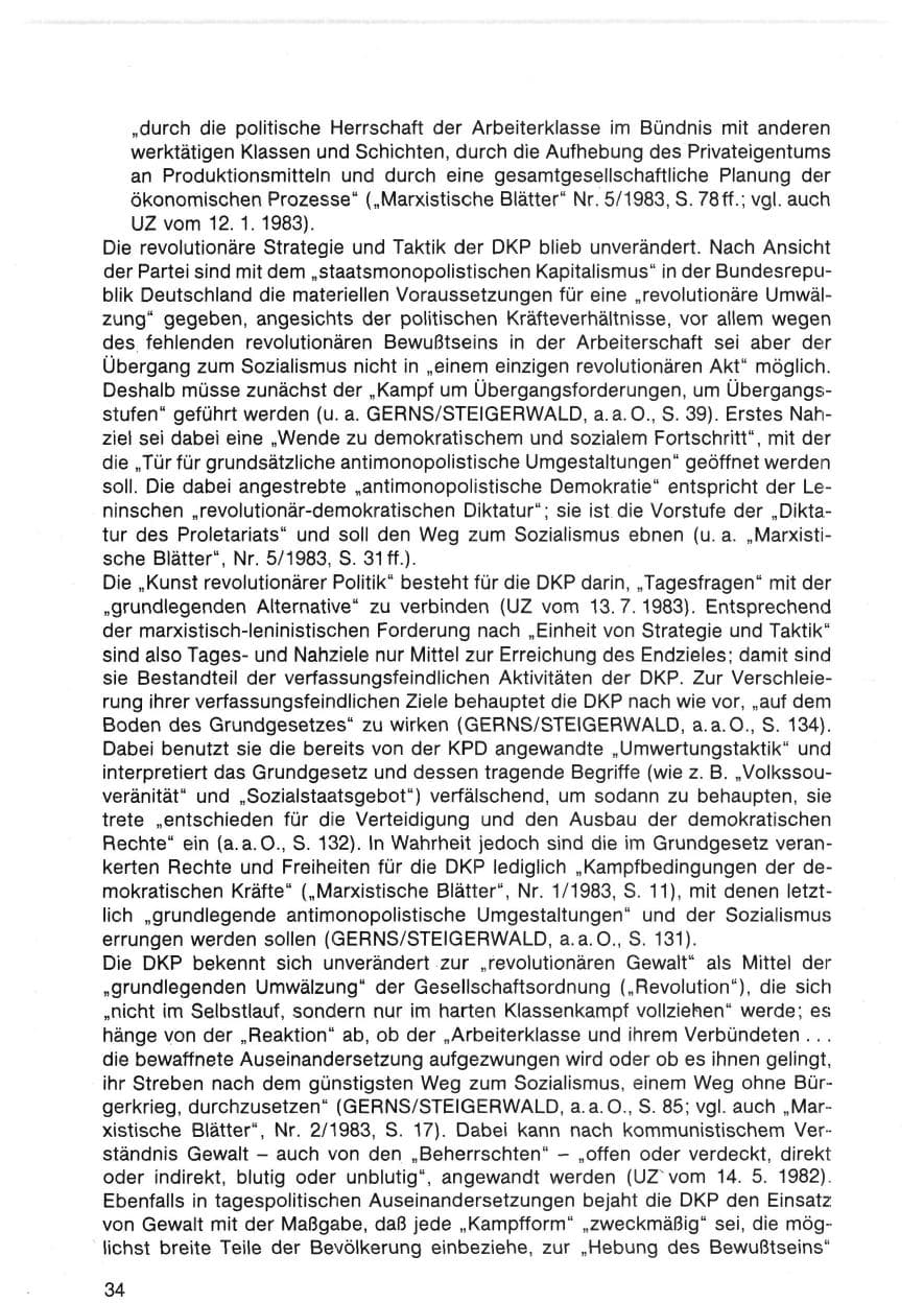 Seite 34 des Verfassungsschutzbericht 1983 Bund