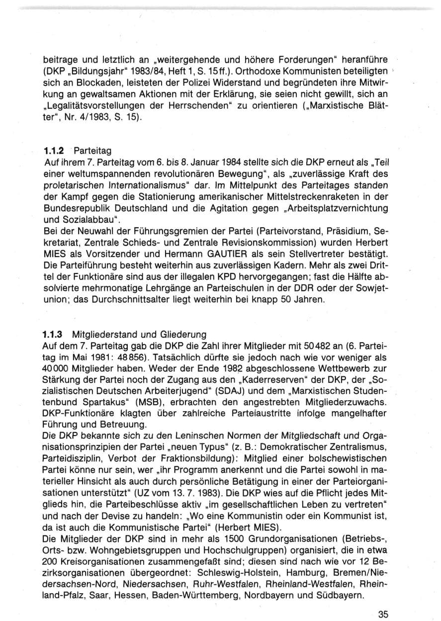 Seite 35 des Verfassungsschutzbericht 1983 Bund