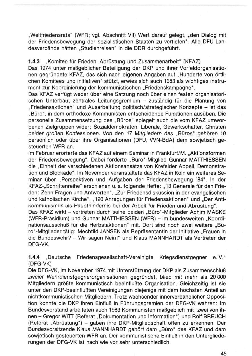 Seite 45 des Verfassungsschutzbericht 1983 Bund