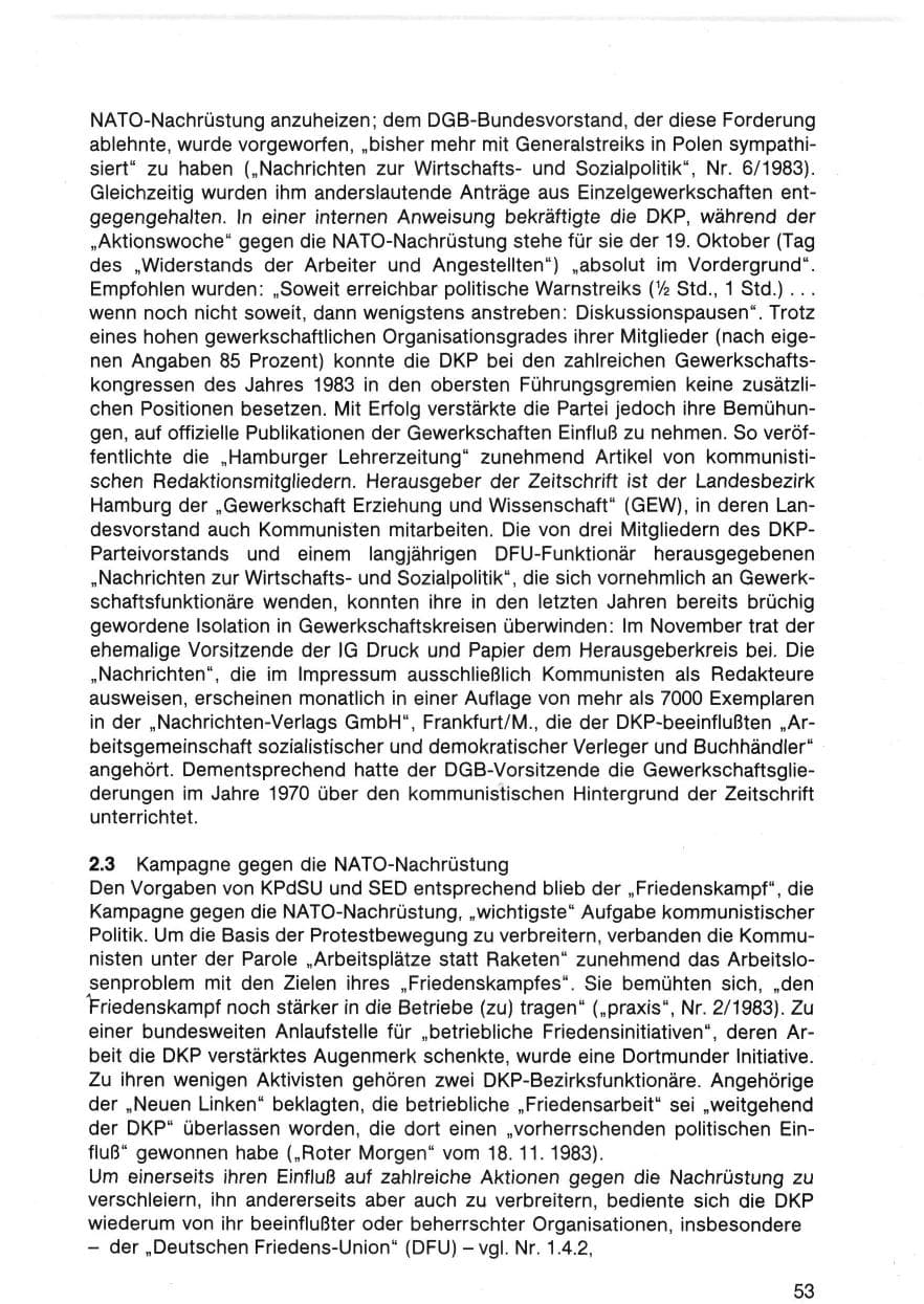 Seite 53 des Verfassungsschutzbericht 1983 Bund