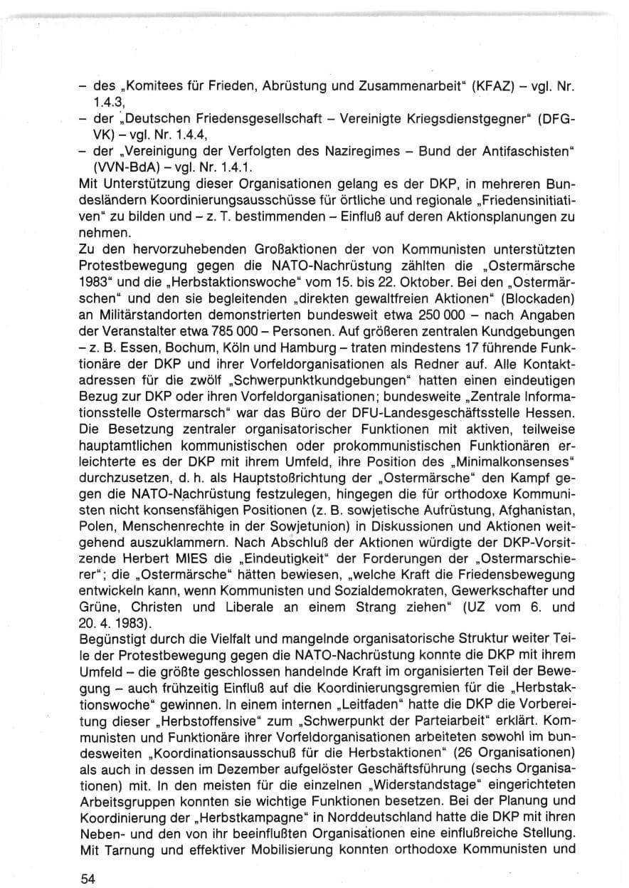 Seite 54 des Verfassungsschutzbericht 1983 Bund
