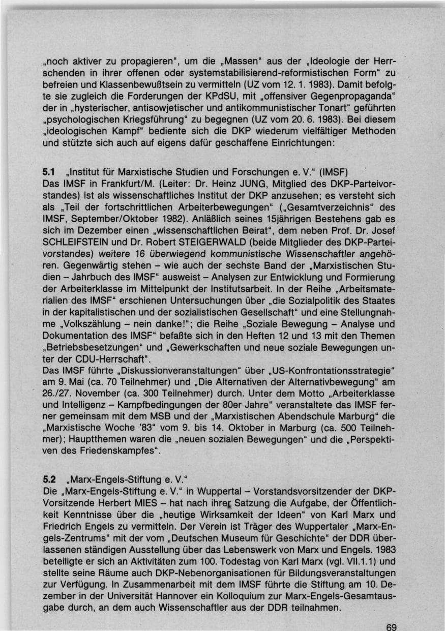 Seite 72 des Verfassungsschutzbericht 1983 Bund