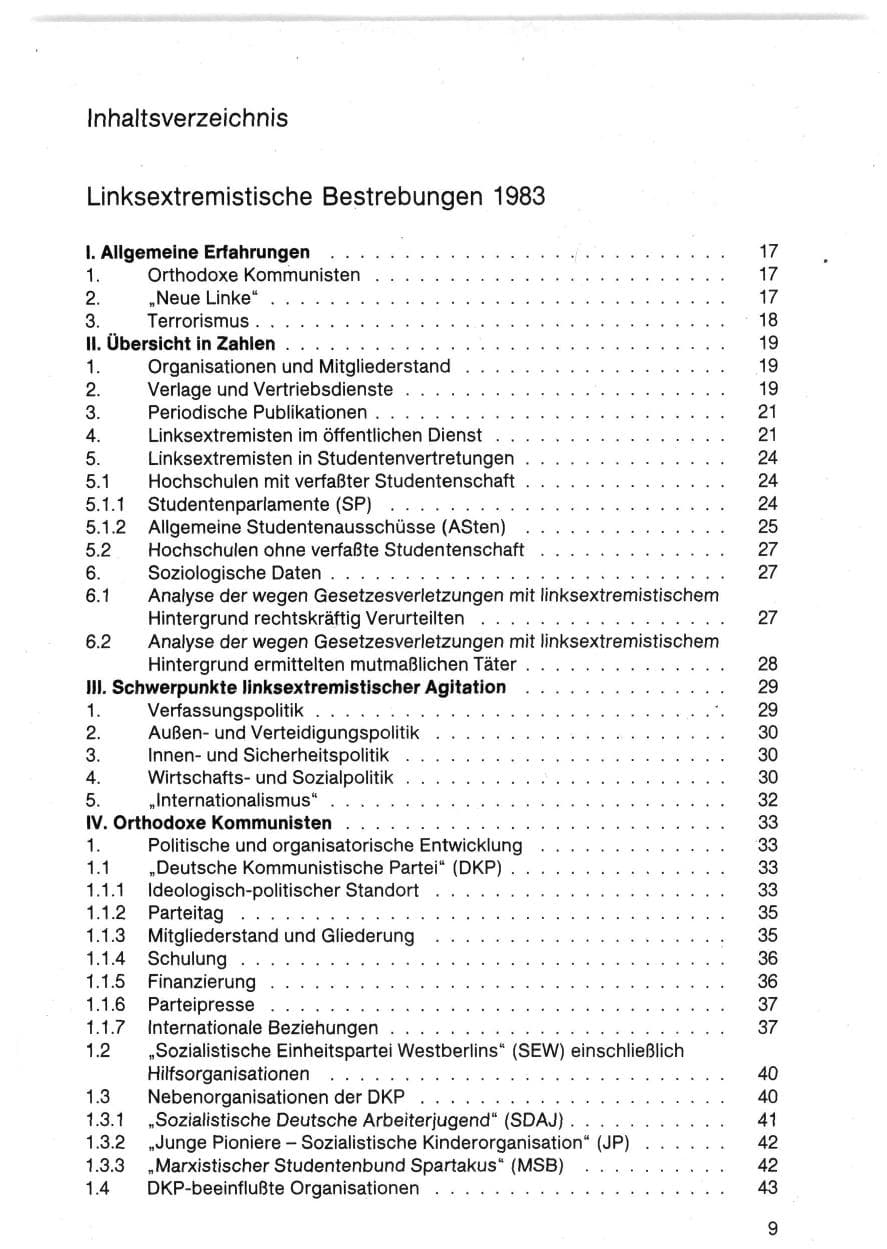 Seite 9 des Verfassungsschutzbericht 1983 Bund