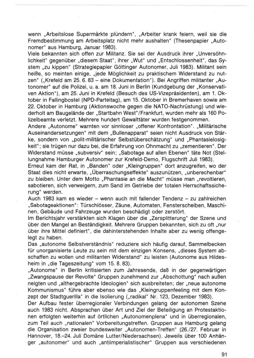 Seite 95 des Verfassungsschutzbericht 1983 Bund