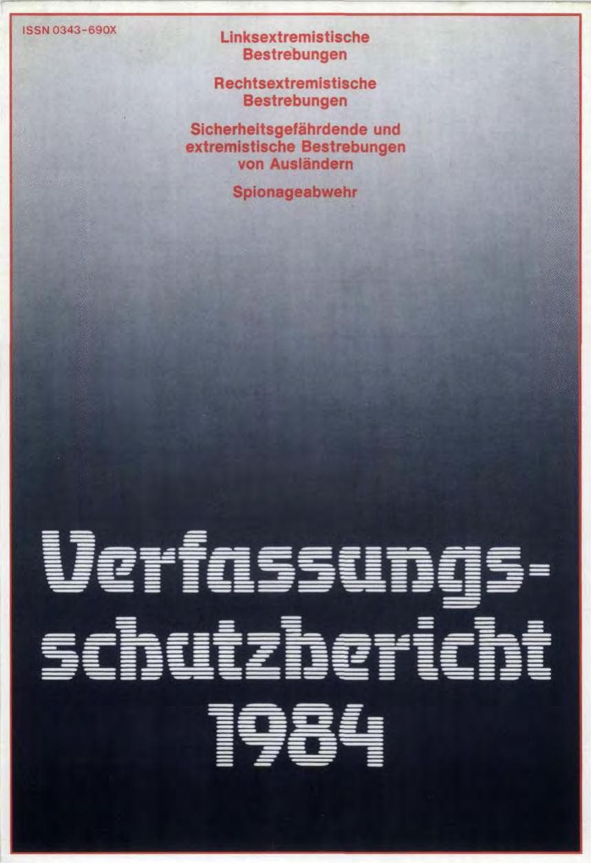 Seite 1 des Verfassungsschutzbericht 1984 Bund