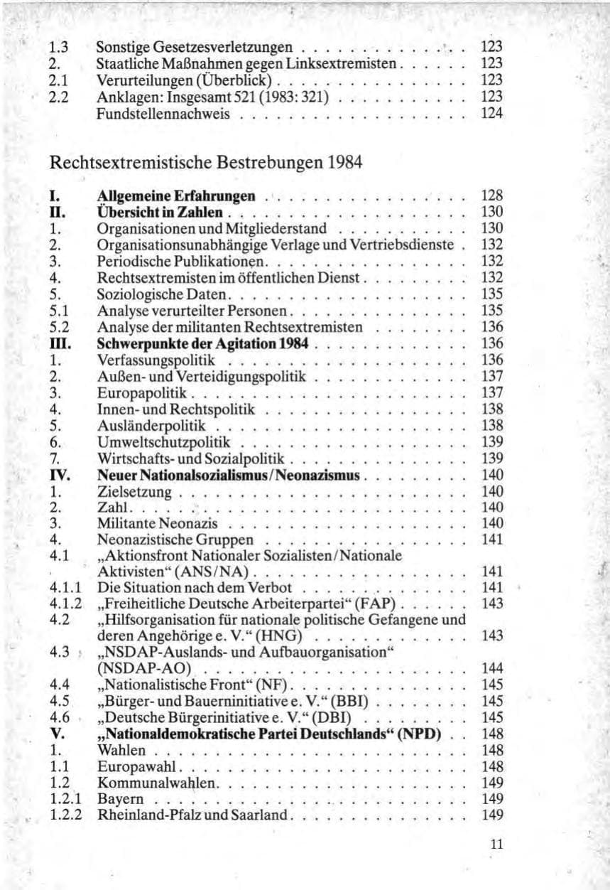 Seite 11 des Verfassungsschutzbericht 1984 Bund