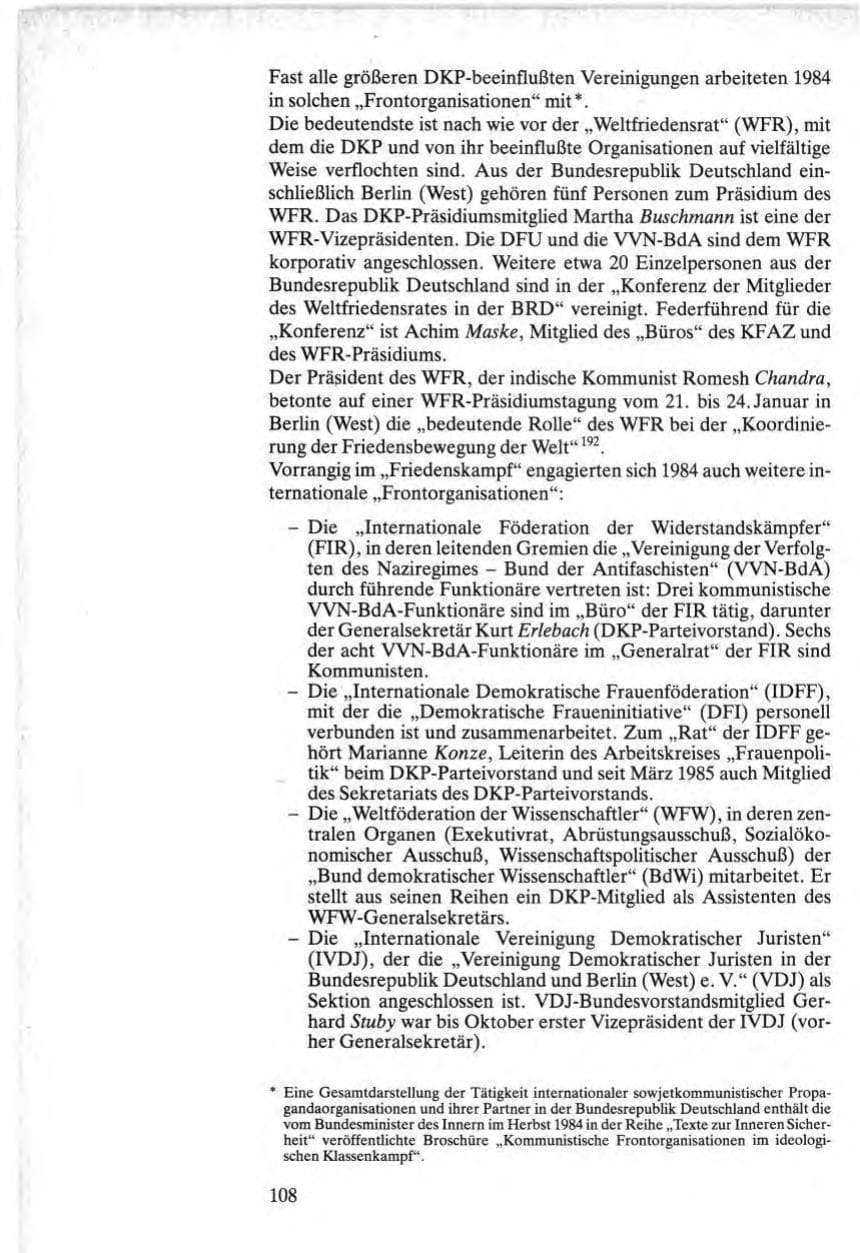 Seite 106 des Verfassungsschutzbericht 1984 Bund