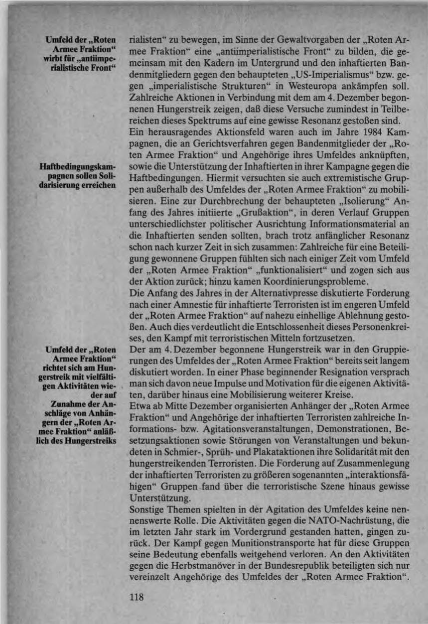 Seite 116 des Verfassungsschutzbericht 1984 Bund