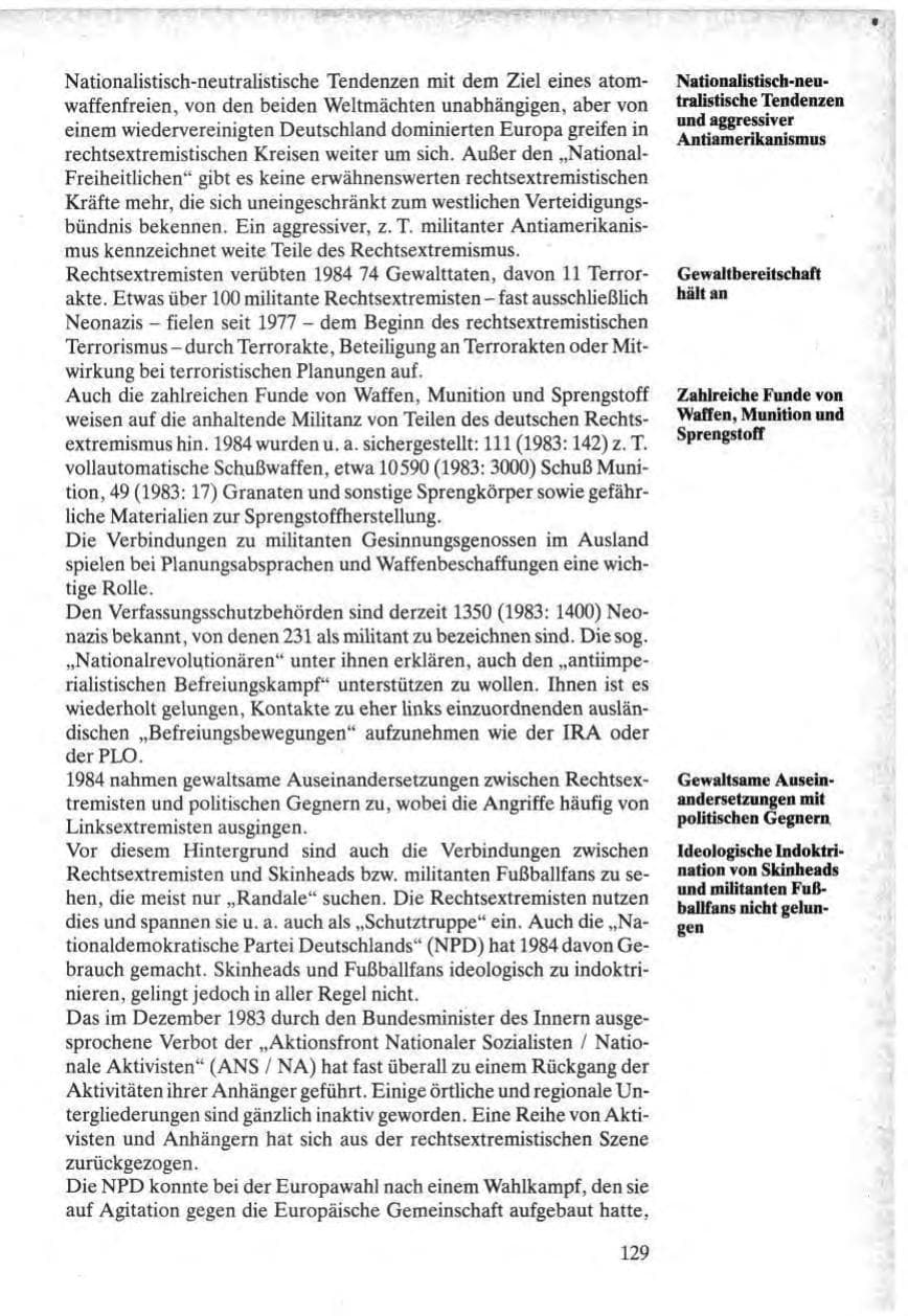 Seite 127 des Verfassungsschutzbericht 1984 Bund