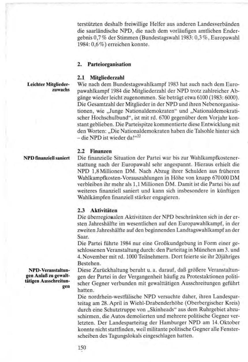 Seite 148 des Verfassungsschutzbericht 1984 Bund