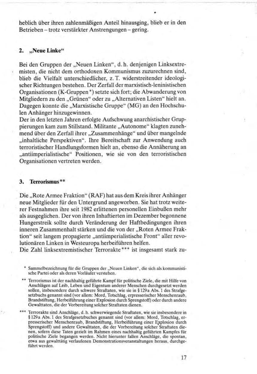 Seite 17 des Verfassungsschutzbericht 1984 Bund