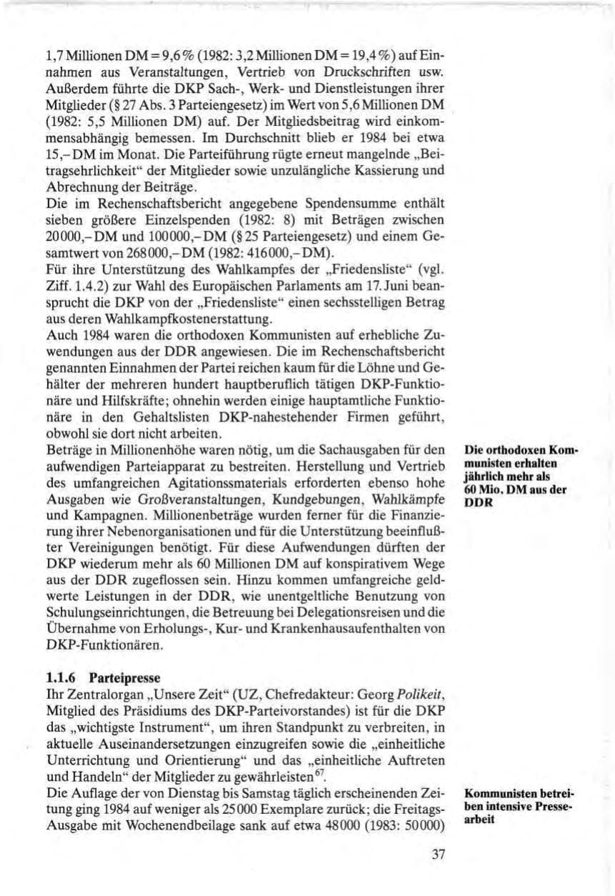 Seite 37 des Verfassungsschutzbericht 1984 Bund
