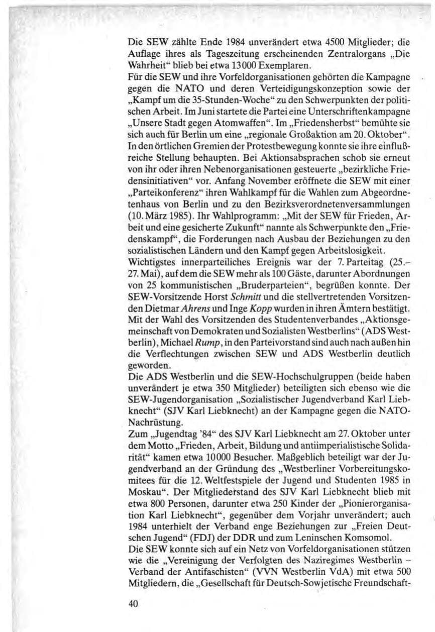 Seite 40 des Verfassungsschutzbericht 1984 Bund