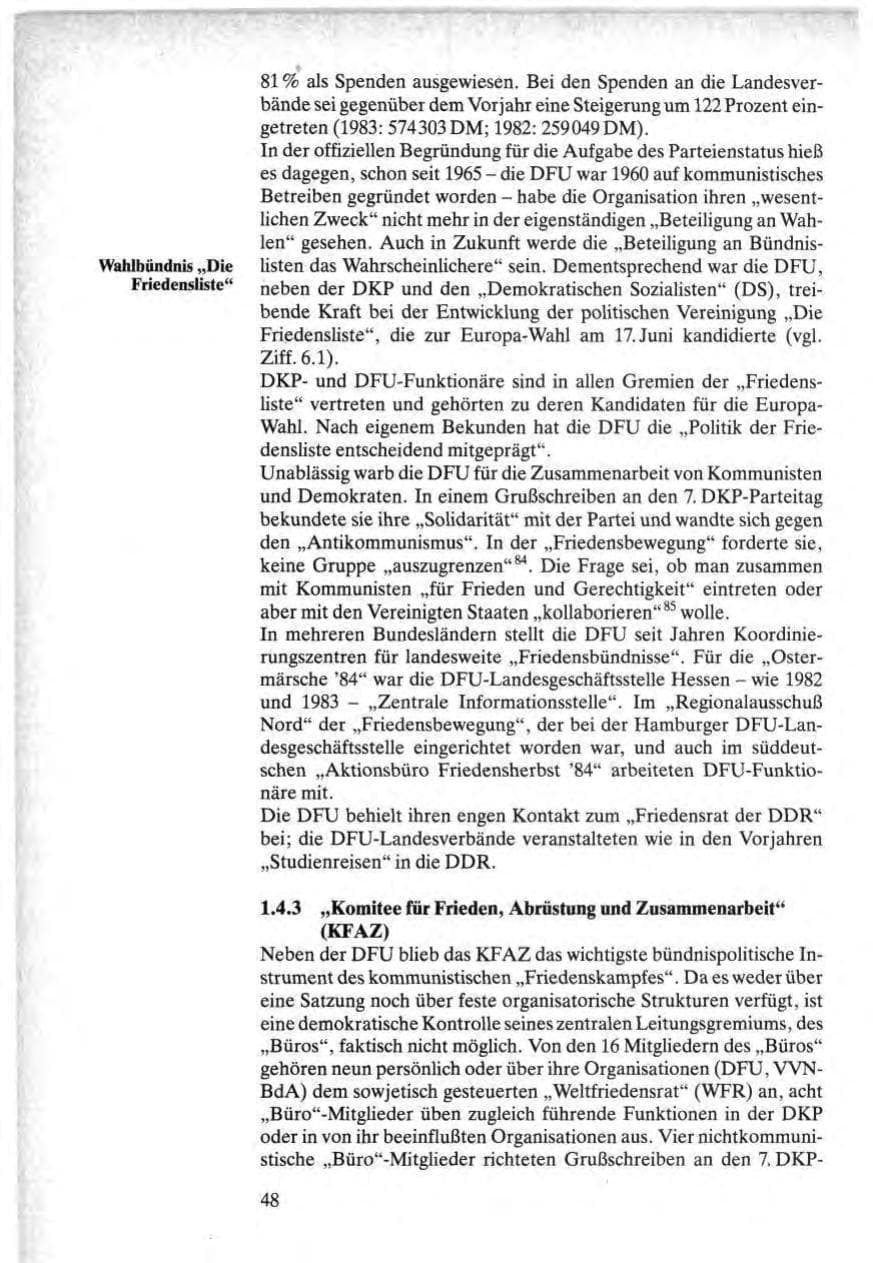 Seite 48 des Verfassungsschutzbericht 1984 Bund
