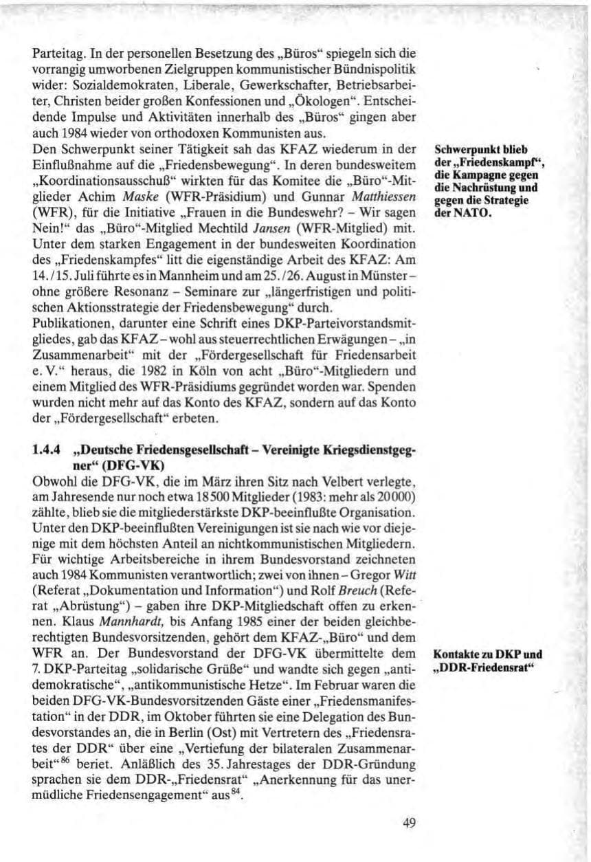 Seite 49 des Verfassungsschutzbericht 1984 Bund