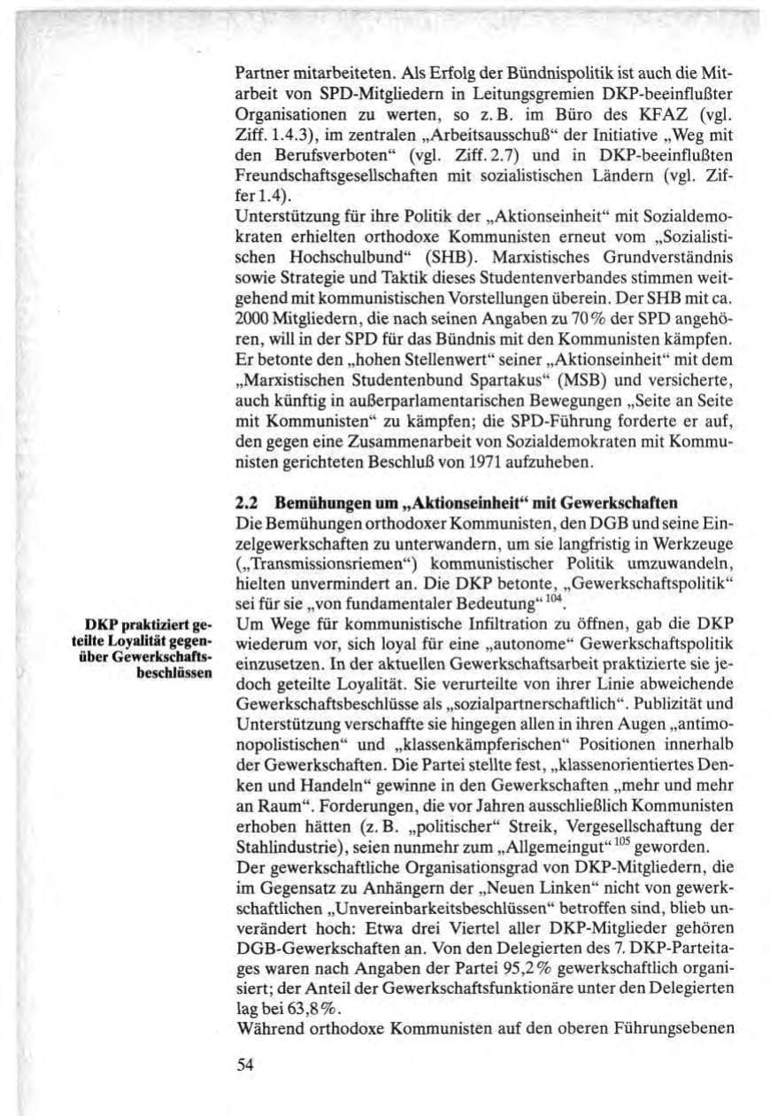 Seite 54 des Verfassungsschutzbericht 1984 Bund
