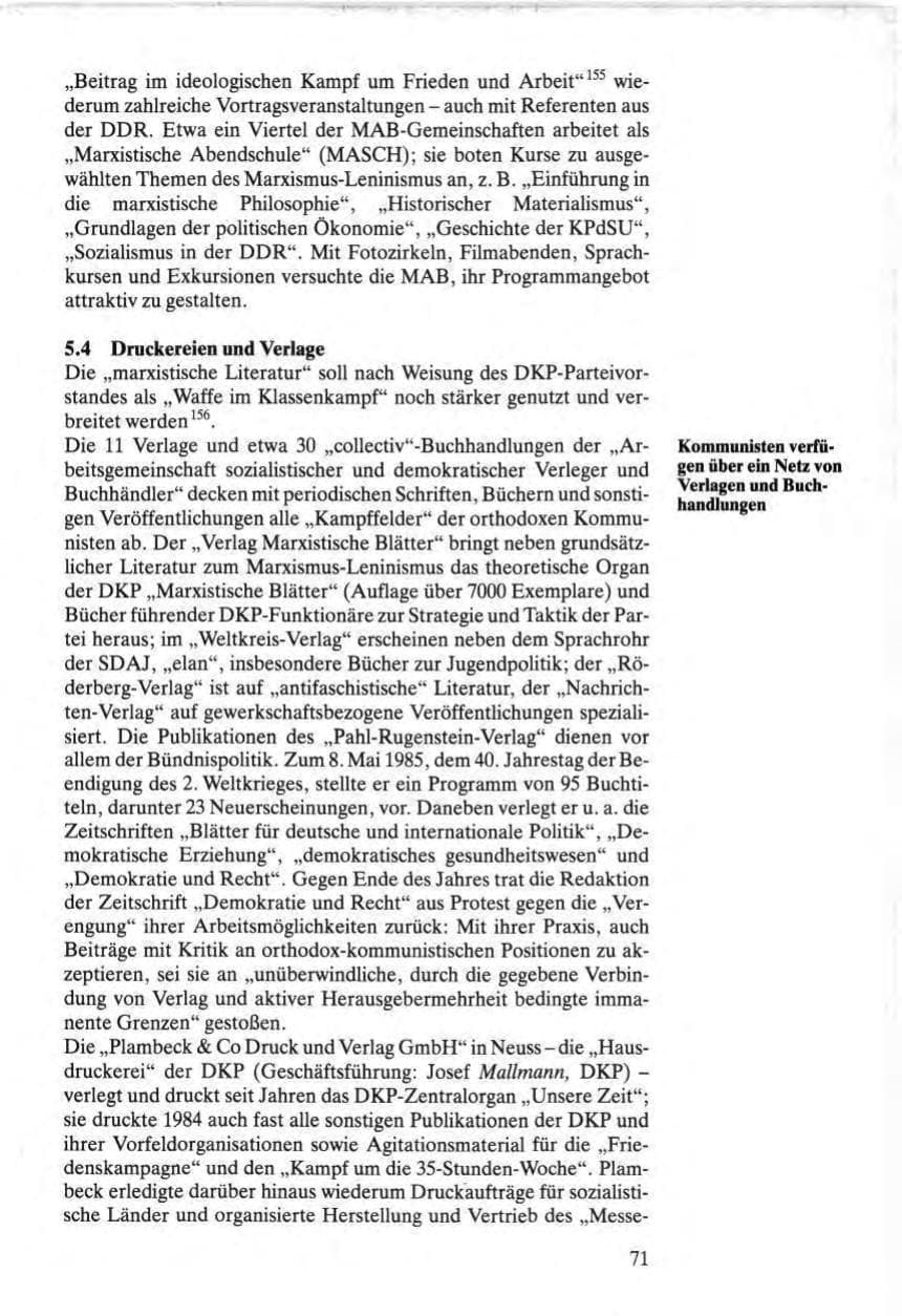 Seite 71 des Verfassungsschutzbericht 1984 Bund