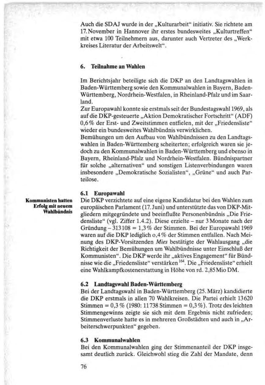 Seite 76 des Verfassungsschutzbericht 1984 Bund