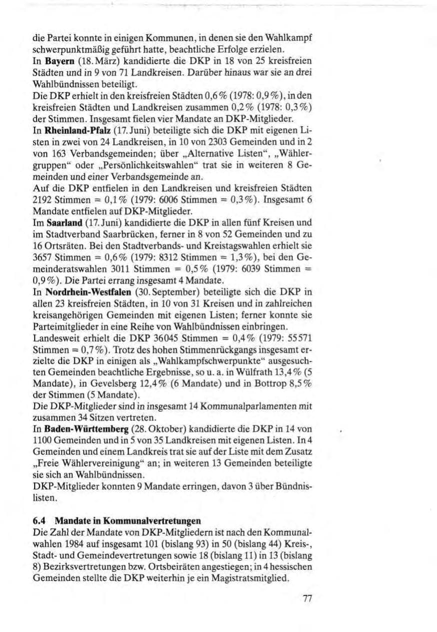 Seite 77 des Verfassungsschutzbericht 1984 Bund