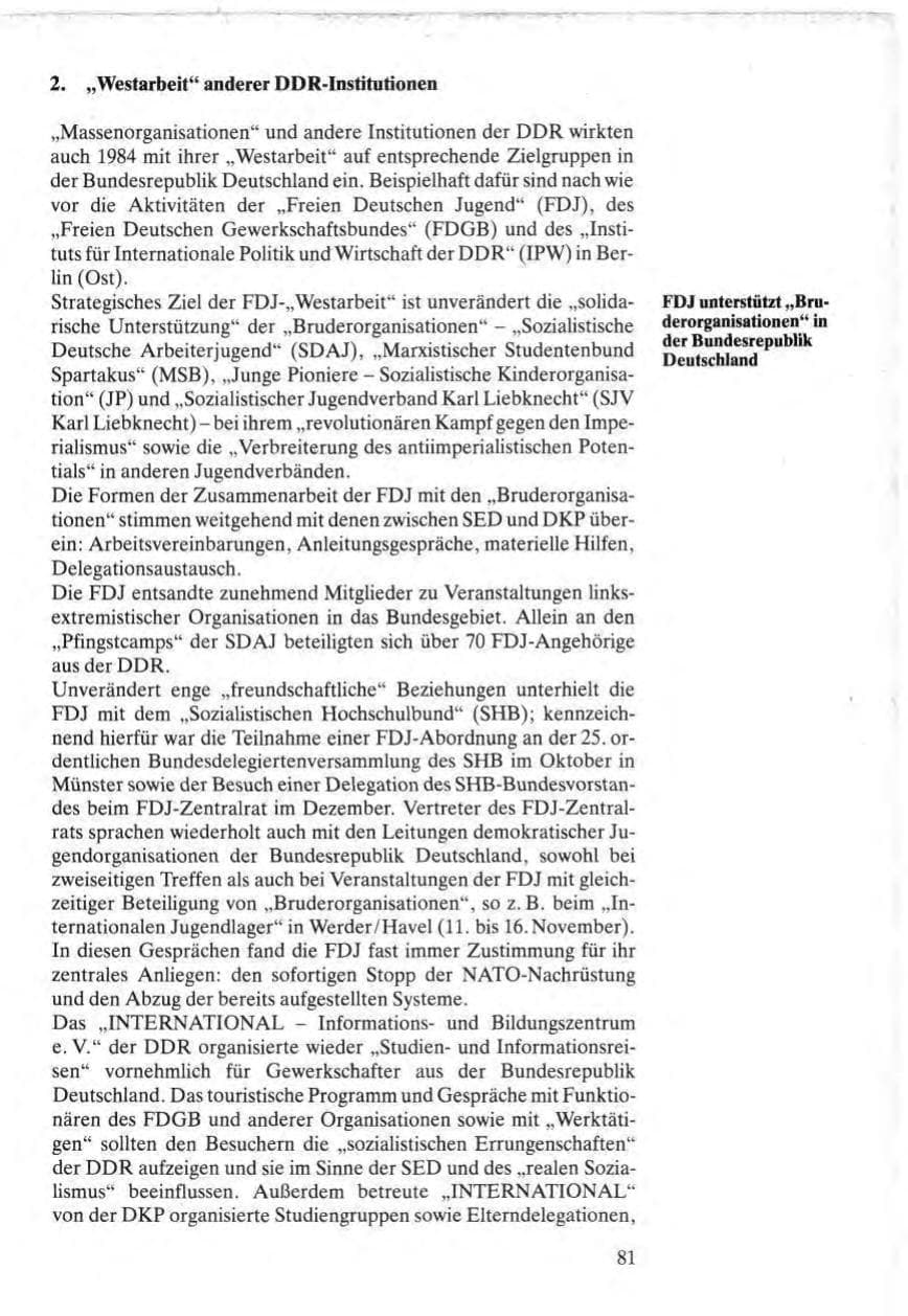 Seite 81 des Verfassungsschutzbericht 1984 Bund