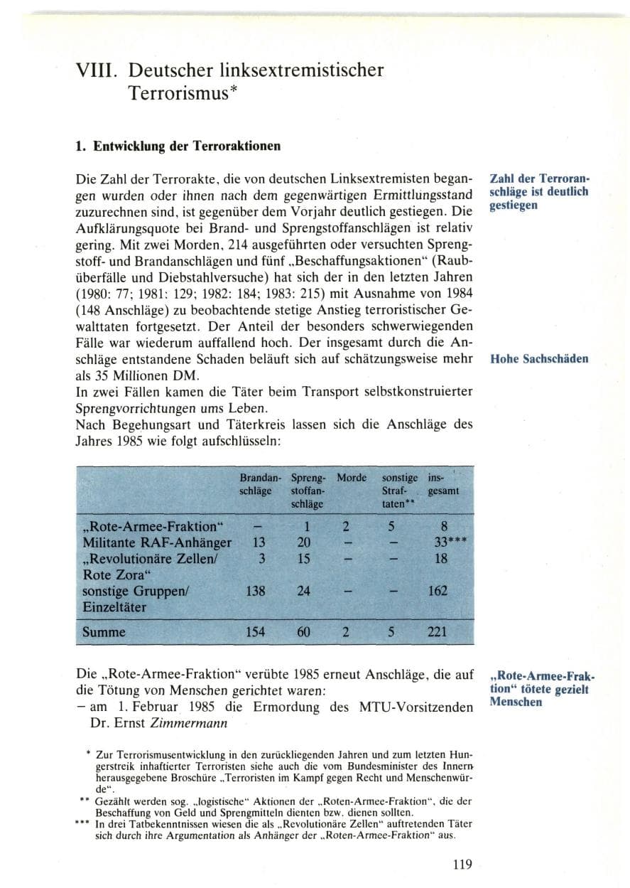 Seite 119 des Verfassungsschutzbericht 1985 Bund
