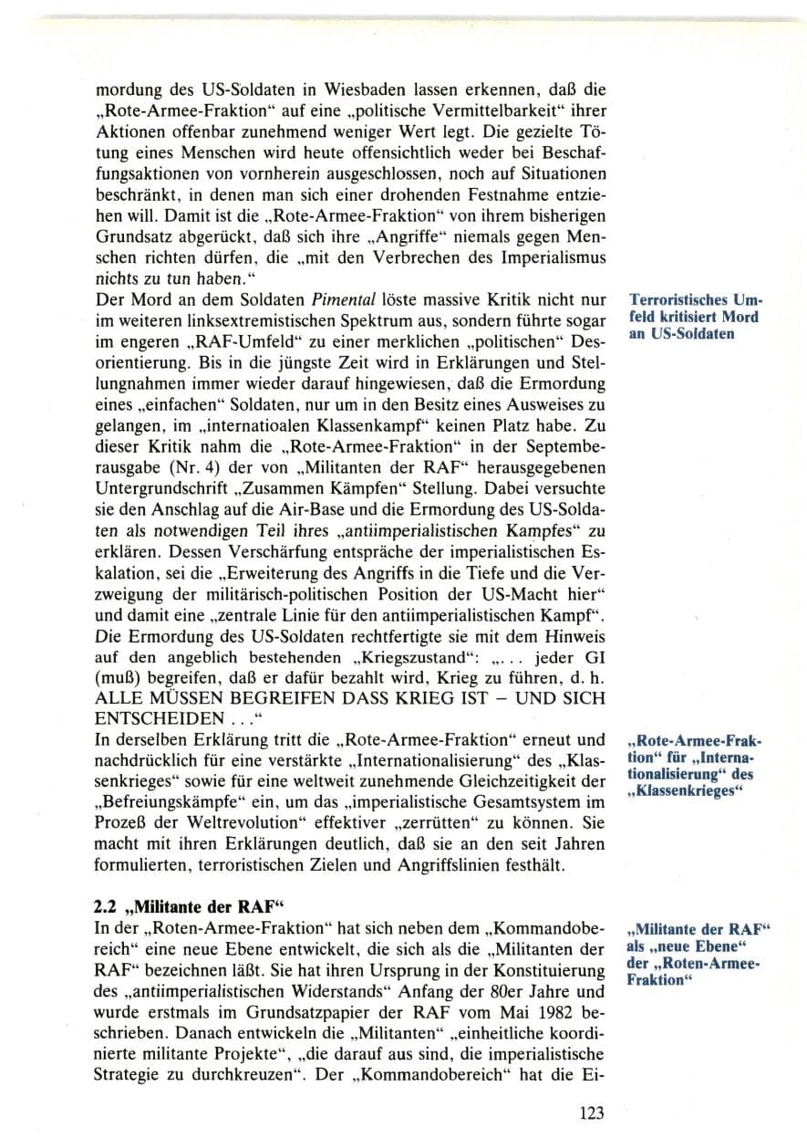 Seite 123 des Verfassungsschutzbericht 1985 Bund