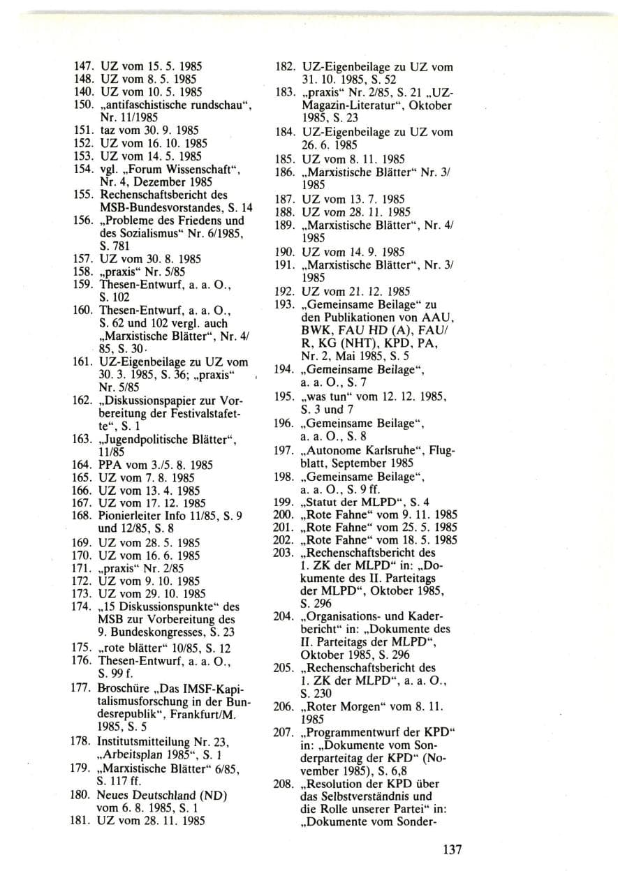 Seite 137 des Verfassungsschutzbericht 1985 Bund