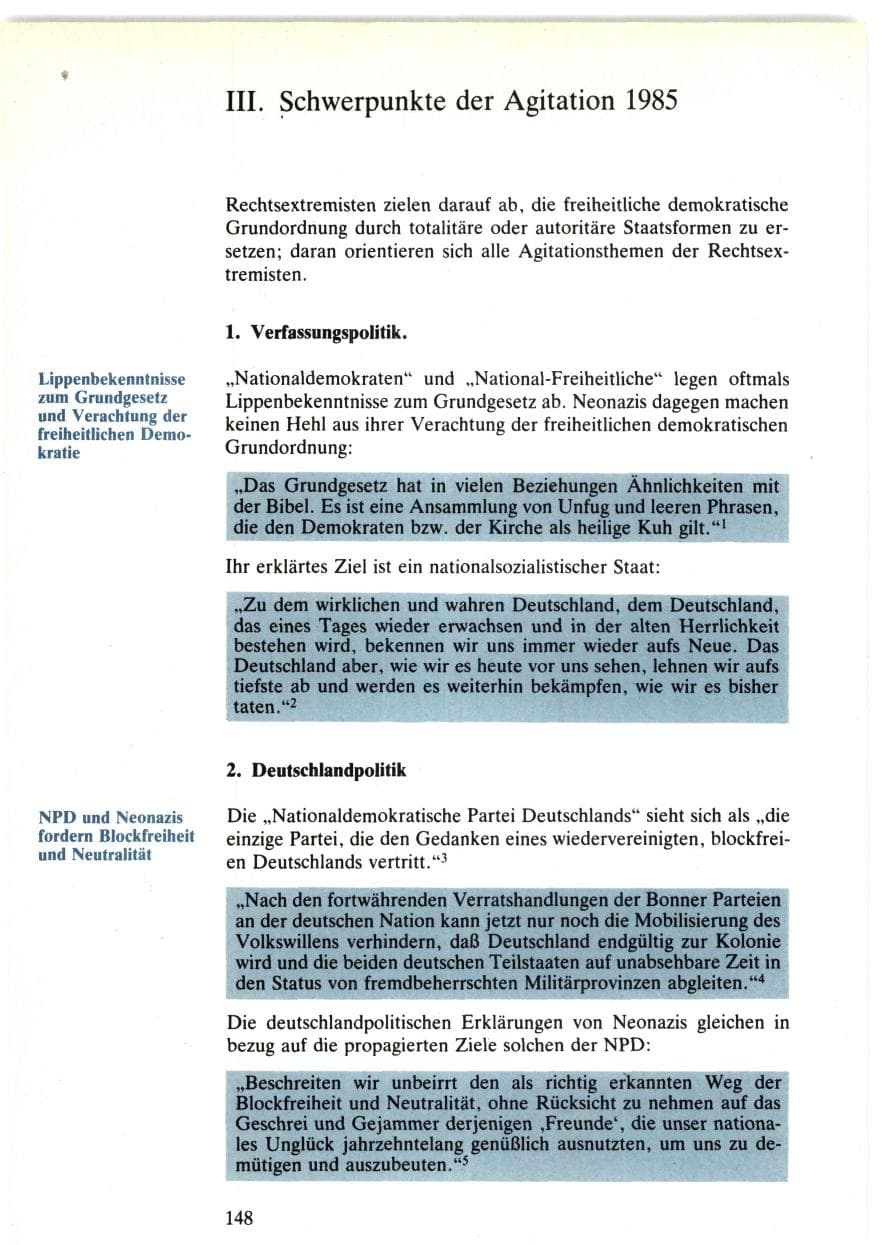Seite 148 des Verfassungsschutzbericht 1985 Bund