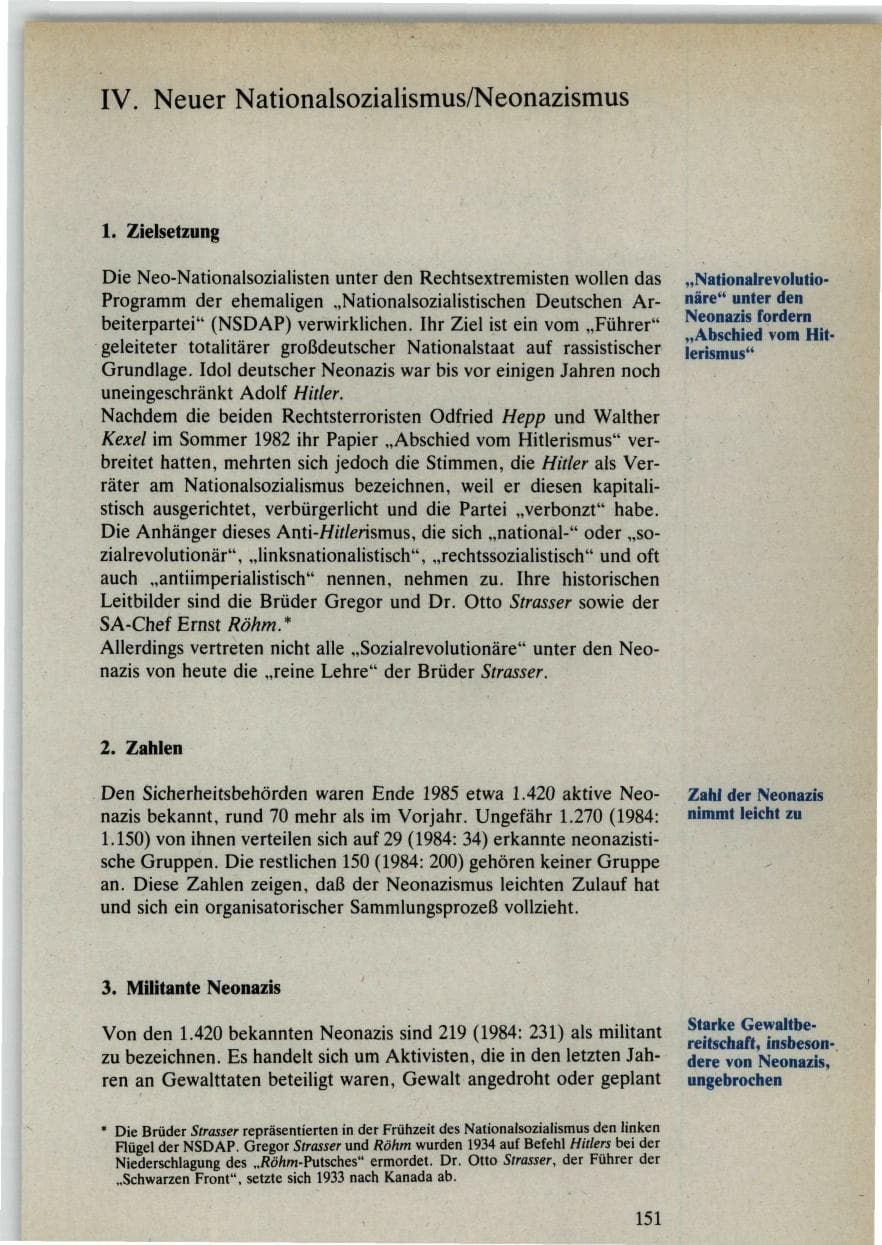 Seite 151 des Verfassungsschutzbericht 1985 Bund